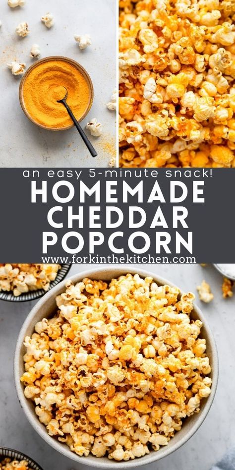 Make cheddar cheese popcorn when you're craving this crunchy, cheesy snack. You won't be able to get enough of it, and you'll love my easy shortcut for this homemade stovetop version. Diy Cheddar Popcorn, Homemade Cheddar Popcorn, Cheesy Popcorn Recipe, Cheese Popcorn Recipe Homemade, Stir Crazy Popcorn Recipes, White Cheddar Popcorn Recipe, Cheese Popcorn Recipe, Popcorn Recipes Cheese, Popcorn Homemade