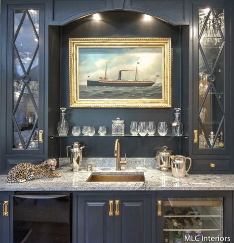 MLC Interiors -  Custom Designed Bar Area Small Wet Bar Ideas, Small Home Bar Ideas, Small Wet Bar, Wet Bar Ideas, New York Living, Bar Renovation, Wet Bar Designs, Small Bars For Home, Kitchen Wet Bar