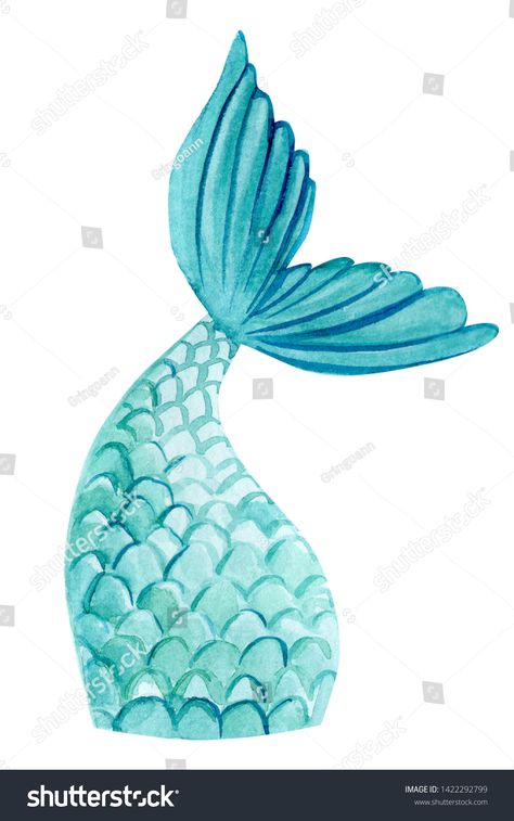 fish tail, mermaid on an isolated white background, watercolor illustration Mermaid Tail Watercolor, Mermaid Tail Illustration, Mermaid Tail Outline, Tail Mermaid, Watercolor Mermaid, Background Watercolor, Fish Tail, Folding Clothes, Cookie Designs