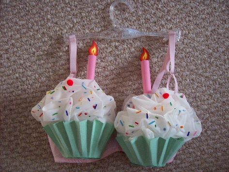 Cake Costume, Decorated Bras, Carnival Bra, Bra Art, Bra Crafts, Save The Tatas, Mario E Luigi, Candy Costumes, Old Bras