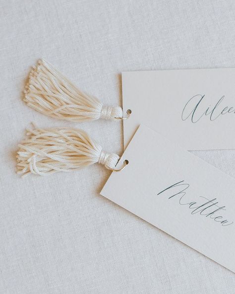 Tassel Place Cards, Place Card With Ribbon, Tassel Name Card Wedding, Ribbon Place Cards Wedding, Wedding Name Place Cards Ribbon, Wedding Plan, Opening Day, Cards Ideas, Wedding Event