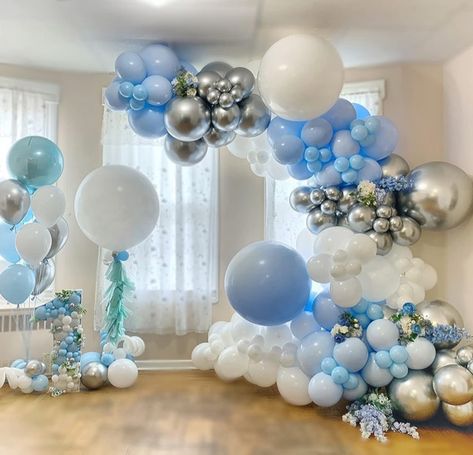 Baby Blue Balloon Garland Kit - 114pcs Macaron Blue Silver Balloon Arch with Matte Light Blue, Sky Blue and White Balloon, for Boy Birthday Wedding Elephant Baby Shower Party Decorations Baby Blue Balloon Garland, Wedding Elephant, Silver Balloon Arch, Blue Balloon Garland, Light Blue Sky, Silver Balloon, Blue Balloon, Happy Birthday Baby, Blue Party