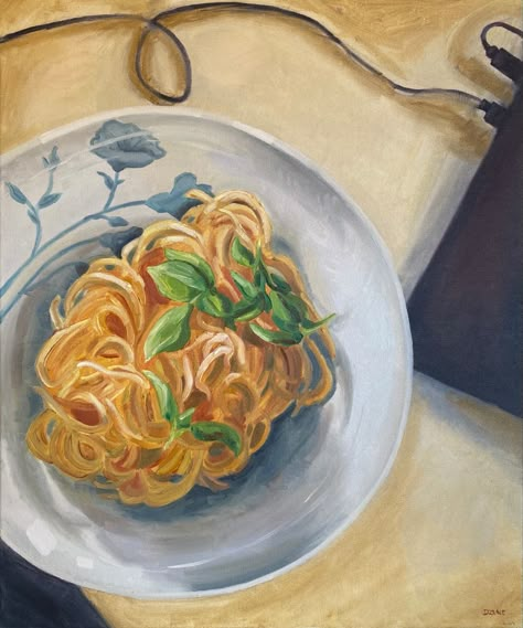 Pasta Forever, by Diana Dzene. Oil on canvas, 60cm x 50cm, made in April 2021. #art #oilpainting #pastaforever #eternity #foodpainting #arte #pittura #peintre #saatchiartist #paintingathome #foodart #artoftheday #paintingoftheday #spaghetti #tuesdaynightpainting Pasta Painting Canvas, Paint And Pasta Night, Pasta Painting Art, Pasta Artwork, Spaghetti Drawing, Spaghetti Painting, Cartoon Spaghetti, Pasta Painting, Pasta Drawing