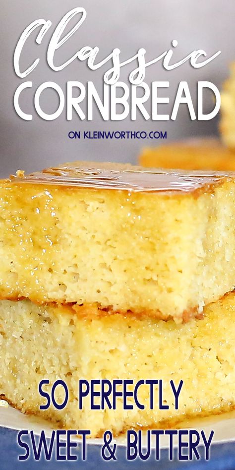 Easy Moist Cornbread Recipe, Buttery Cornbread Recipe, Classic Cornbread, Buttery Cornbread, Easy Cornbread Recipe, Best Homemade Bread Recipe, Moist Cornbread, Cornbread Easy, Homemade Bread Recipes Easy