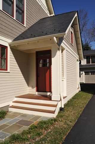 mud room addition Mud Room Addition, Mudroom Addition, Exterior House Doors, Farmhouse Mudroom, Building A Porch, Mud Rooms, Diy Stairs, Entrance Porch, Front Entry Doors