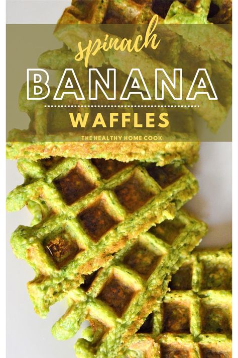 Spinach Banana Waffles - The Healthy Home Cook Spinach Banana Waffles, Spinach Waffles For Baby, Veggie Waffles Kids, Green Waffles, Banana Waffle Recipe, Deceptively Delicious, Banana Waffles, Healthy Waffles, Cheese Waffles