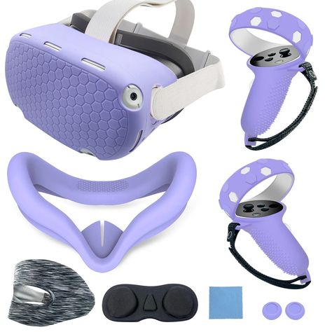 VR Meta All Set: Oculus Quest 2 Silicone Host Protective Cover With Anti Slip And AntiDrop Features From Vrmeta2024, $18.09 | DHgate.Com Vr Set, Vr Controller, Vr Accessories, Oculus Quest 2, Purple Accessories, Oculus Quest, Vr Glasses, Head Mask, Travel Perfume