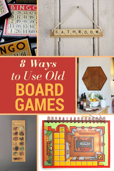 Don’t let old board games languish on the shelf. If you’ve lost pieces, or no longer enjoy them, there are lots of board game crafts you can repurpose them for. Check out these board game upcycling ideas that will bring new life, and a bit of modern design to some of your old favorites. What To Do With Old Board Games, Old Game Boards Upcycle, Board Game Upcycle, Repurpose Board Games, Game Board Crafts, Game Pieces Crafts, Scrabble Board Crafts, Board Game Crafts, Monopoly Crafts