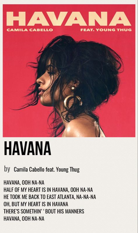 minimal poster of the song havana by camila cabello feat. young thug Spanish Album Covers Aesthetic, Havana Song, Song Posters, 90s Songs, Minimalist Music, Classic Films Posters, Music Poster Ideas, Vintage Music Posters, Scrapbook Book