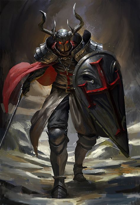 ArtStation - The Demon Knight, Anakin Lee Illustration Fantasy, 다크 판타지, Knight Art, Knight Armor, Fantasy Armor, Digital Art Illustration, Armor Concept, Fantasy Warrior, Arte Fantasy