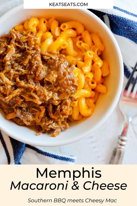 This recipe for Memphis Mac & Cheese is a great weeknight dinner! You only need a few simple ingredients to pull off this cheesy BBQ mashup in less than an hour. Memphis Bbq, Bbq Pulled Pork Sandwiches, Pulled Pork Sandwich, Bbq Pulled Pork, Mac Cheese, Macaroni Cheese, Easy Weeknight Dinners, Family Recipes, Pull Off