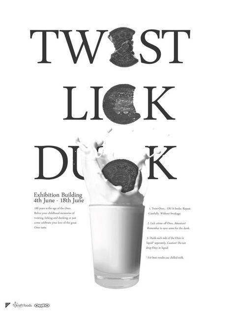 OREO - Twist, Lick and Dunk by Liam Hanel, via Behance Oreo Poster Design, Oreo Poster, Oreo Design, Photo Poster Design, Starbucks Wallpaper, Exhibition Building, My First Year, Photo Poster, Communication Design