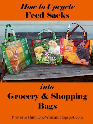 How To Make Feed Bag Totes, Feedsack Bags Totes, Make Shopping Bags, Feed Sack Bags How To Make, Repurposed Feed Bags Ideas, Chicken Feed Bag Totes, Recycle Feed Bags Repurposed, Feed Sack Crafts, Upcycle Feed Bags