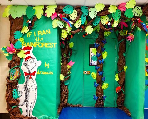 Dr Seuss Classroom Door Ideas, Seuss Decorations, Reading Picnic, Dr Seuss Classroom Door, Classroom Door Ideas, Multicultural Activities, Zoo Preschool, Dr Seuss Classroom, Daycare Themes