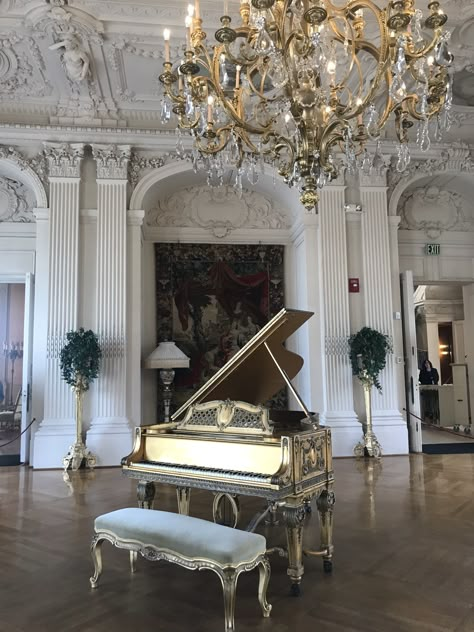 Ballroom With Piano, Victorian Ballroom Aesthetic, Classical Piano Aesthetic, Old Piano Aesthetic, Grand Piano Aesthetic, Old Money Hobbies, White Picket Fence Ideas, Old Money Interior Design, Victorian Ballroom