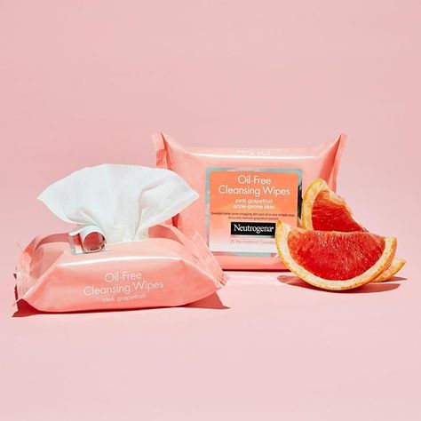 We have major love for pink #grapefruit wipes. The perfect go-to for a rinse-free, deep clean. #pinkpower 💖 Wet Wipes Design, Wipes Packaging, Peach Photography, Neutrogena Oil, Facial Cleansing Wipes, Neutrogena Makeup Remover, Product Photoshoot, Pet Wipes, Face Wipes