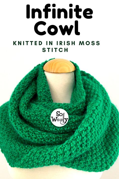 Moss Stitch Cowl, Infinity Cowl Knitting Pattern, Irish Moss Stitch, Stitch Step By Step, Knitted Scarves, Irish Moss, Knit Projects, Cowl Knitting Pattern, Learn How To Knit