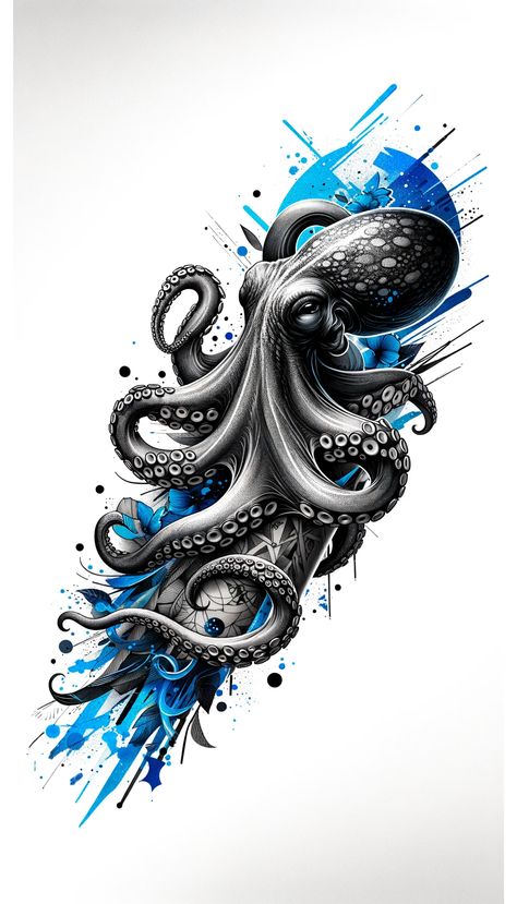 Octopus Tattoo Back, Kraken Tattoo Design, Octopus Art Drawing, Tattoo Octopus, Octopus Artwork, Octopus Tattoo Sleeve, Kraken Tattoo, Kraken Art, Octopus Drawing