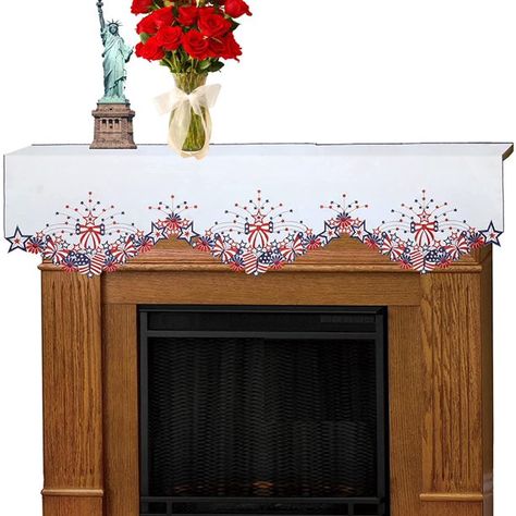 Embroidered Patriotic Mantel Shelf Top Scarf Runner for July 4th American Independence Day and Memorial Day (July 4th 70 17 inches) - Walmart.com American Independence Day, American Independence, Mantel Shelf, Color Run, Linen Table Runner, Fun Decor, July 4th, Memorial Day, Independence Day