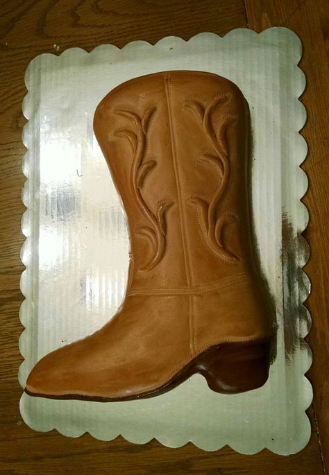 Cowboy boot cake Boot Cake Ideas, Fondant Cowboy Boots Tutorial, Cowgirl Boot Cake, Cowboy Boot Birthday Cake, Cowboy Hat Cake Tutorial, Cowgirl Boot Birthday Cake, Cowboy Boot Cake, Boot Cake, Cowgirl Cake