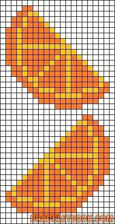 Orange Crochet Tapestry, Fruit Perler Bead Patterns, Pixel Art Orange, Orange Pixel Art, Cross Stitch Fruit, Graph Crochet, Pixel Crochet, Tapestry Crochet Patterns, Pola Kristik