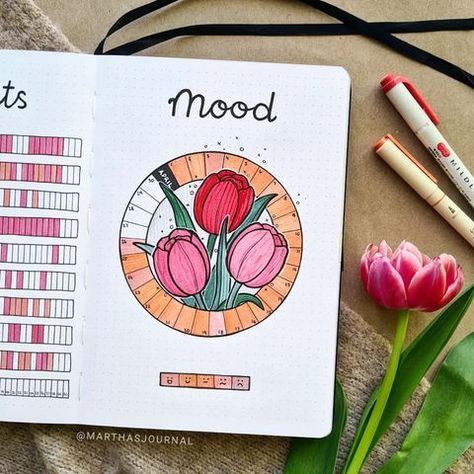 . ⊹ ｡*  ᴍᴀʀᴛʜᴀ ⊹ ｡･ . (@marthasjournal) • Instagram photos and videos Spring Mood Tracker, Flowers Tulips, Ultimate Planner, Journaling Inspiration, Spring Mood, Bullet Journal Design Ideas, Bujo Inspiration, Journaling Ideas, Mood Tracker