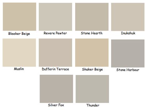 A Design Blog Bleeker Beige, Warm Bedroom Colors, Interior Paint Colors For Living Room, Stone Hearth, Interior Paint Colors Schemes, Greige Paint, Revere Pewter, Paint Color Schemes, Neutral Paint Colors