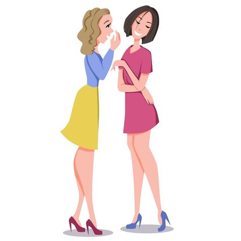 Friends communicate. Two girls are discussing gossip. Friends Talking Drawing, People Gossiping Illustration, Women Gossiping Painting, Two Girls Talking Drawing, 4 Girls Drawing Friends, Four Girls Friends Drawing, Lightroom Presets Bundle, Professional Lightroom Presets, 2 Girl