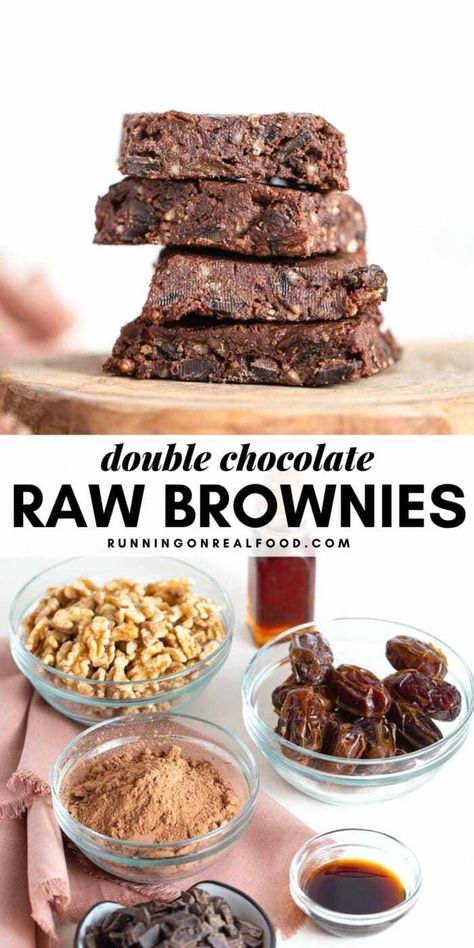 Brownies With Walnuts, Raw Vegan Recipes Easy, Raw Vegan Brownies, Running On Real Food, Raw Brownies, Raw Vegan Diet, Vegan Brownies, Raw Vegan Desserts, Raw Recipes