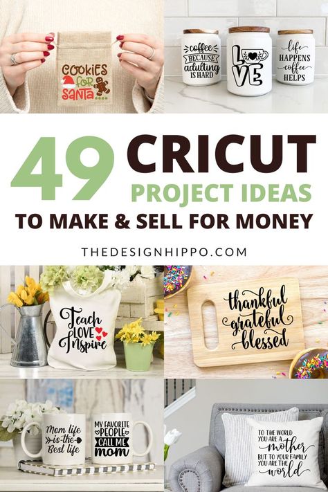 Looking for best Cricut projects to sell ideas? Here's a list of 45 best Cricut projects to sell ideas for Christmas, teachers, 4th of July, summer, footabll, mother's day, father's day, moms, dads, Halloween, fall, thanksgiving, and many more. Cricut Diy Projects Craft Ideas, Mother Days Craft Ideas, Items To Make And Sell With Cricut, Cricut Projects For Mom Gift Ideas, Craft Ideas With Cricut, Easy Shirts To Make With Cricut, Circuit Thanksgiving Projects, Circuit Crafts Ideas Diy Projects, Cricut Gifts To Sell