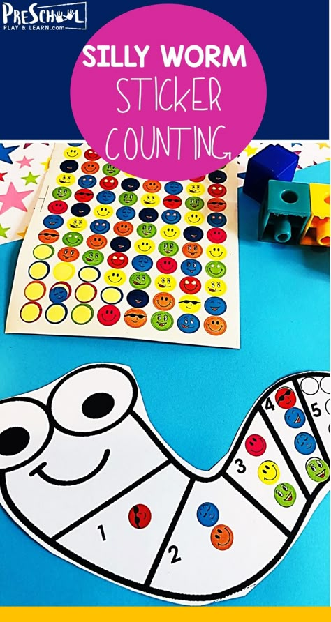 FREE Silly Worm Count to 10 with Stickers - this free printable activity is a fun way for preschool, prek, and kindergarten age kids to practice counting 1-10. #preschool #counting #preschoolmath Number 2 Crafts For Preschoolers, Worm Printable, Counting Objects To 10, Prek Centers, Preschool Counting, Counting Activity, Number Identification, Prek Math, Free Printable Activities