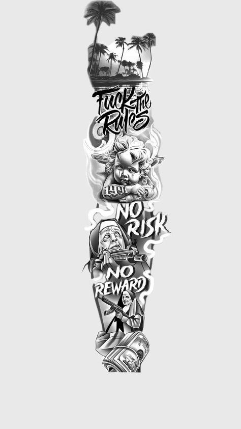 Top Arm Sleeve Tattoo For Men, 90s Tattoo Ideas Sleeve, Lifes A Gamble Tattoo Forearm, Men’s Forearm Sleeve, Timeless Tattoo Men, Newspaper Tattoo Ideas, Full Sleeve Tattoos For Guys Ideas, Full Back Piece Tattoo Men, Tattoo Ideas Drawings Sketches