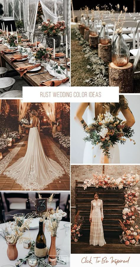 30 Rust Wedding Color Ideas ❤ Rust wedding color palette is trending for 2019 weddings. Decor ideas,floral elements, bridal cake and other bridal details in our gallery. #weddings #bride #bridaldecor #rustweddingcolor Color Ideas Wedding, Rust Wedding Color, Lilac Wedding Bouquet, Rust Wedding, Bridal Cake, Rusting Wedding, Wedding Color Palettes, Wedding Color Ideas, Wedding Color Trends