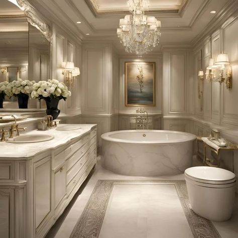 Master Bathroom Ideas for a Stylish and Functional Space Chandelier In Bathroom Over Tub, Large Master Bathrooms Luxury, Master Bath Layouts, Showers Ideas Master Bath, Bath Shower Room, Dream Bathroom Luxury, Jacuzzi Tub Bathroom, Master Bathrooms Luxury, Master Toilet