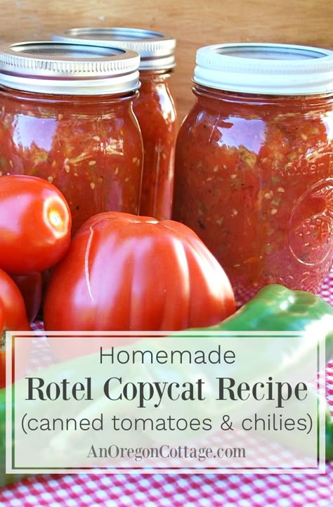 Make and boiling water can (or freeze) this Rotel copycat recipe at home using fresh, simple ingredients - it's truly like the real thing! Home Canned Rotel, Best Canning Recipes For Tomatoes, Home Canned Rotel Tomatoes, Canning Tomatoes Corn And Okra, Pressure Canning Whole Tomatoes, Canning Tomatoes And Peppers Together, Homemade Rotel Recipes, Homemade Stewed Tomatoes For Canning, Canned Rotel Recipe