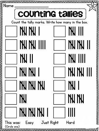 Tally Marks Kindergarten, First Grade Worksheets, Counting Worksheets, Tally Marks, Graphing Activities, Kindergarten Math Activities, Data Management, Kindergarten Math Worksheets, School Worksheets