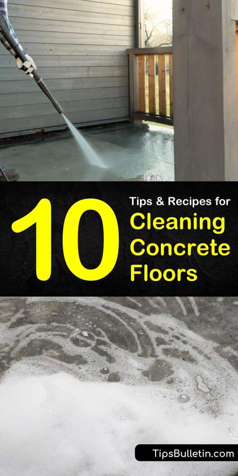 Clean Cement Patio, How To Clean Cement Patio, Best Way To Clean Concrete Floors, How To Clean Concrete, Patio Cleaning Tips, Cleaning Cement Floors, Clean Concrete Floor, How To Clean Cement Floors, How To Clean Stained Concrete Floors