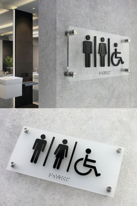 Acrylic Restroom Sign with ADA|All Gender Restroom Plate|Bathroom Signage Unisex Toilets, All Gender Restroom, Bathroom Signage, World Clock, Restroom Sign, Sign Man, Toilet Sign, Door Numbers, Bathroom Signs