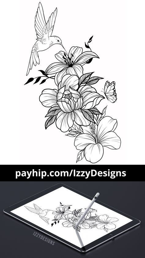 Female Bird Tattoos, Floral Hummingbird Tattoo Half Sleeves, Tattoo Of Hummingbird, Flower And Hummingbird Tattoo Shoulder, Dove With Flowers Tattoo, Dove Flower Tattoo, Birds Flowers Tattoo, Hummingbird With Flower Tattoo, Black And White Hummingbird Tattoo