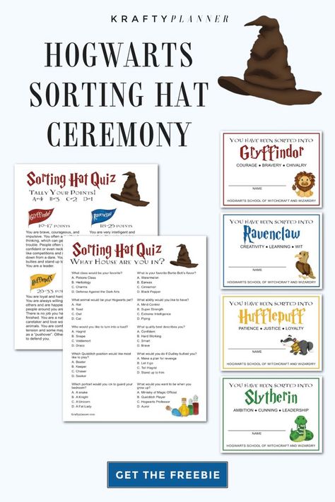 Even though this is a small part of the books/movies it determines where the children will live while they’re at Hogwarts School of Witchcraft and Wizardry and now you can have your own sorting hat ceremony.  

#Printable #freeprintable #harrypotter #harrypotterbirthday #partyprintables #brithdaypartyprintables #potterfans #Gryffindor #Hogwarts #Sortinghat #Ravenclaw #Hufflepuff #Slytherin Harry Potter House Sorting Ideas, Harry Potter House Quiz Printable, Harry Potter Sorting Ceremony, Sorting Hat Quiz Printable, Baby Sorting Ceremony Harry Potter, Harry Potter House Descriptions, Harry Potter House Traits, Sorting Ceremony Harry Potter, Sorting Hat Game