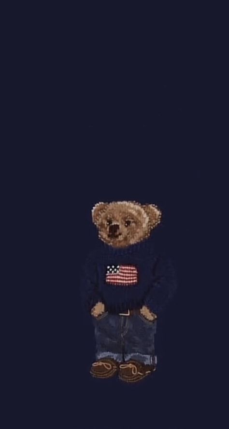 Blue Teddy Bear Wallpaper, Blue Aesthetic Dark Wallpaper, Ralph Lauren Bear Wallpaper, Blue Bear Wallpaper, Polo Bear Wallpaper, Navy Blue Wallpaper Iphone, Ralph Lauren Poster, Ralph Lauren Wallpaper, Navy Poster