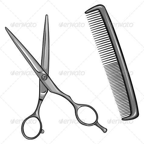 Vector Scissors and Comb Comb Tattoo, Scissors Logo, Barber Logo, Barber Shears, Dragon Sleeve Tattoos, Barbershop Design, Elbow Tattoos, Beauty Salon Logo, Barber Scissors