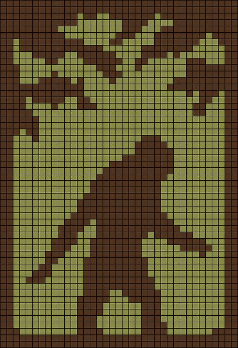 Alpha pattern #166716 | BraceletBook Possum Alpha Pattern, Cryptid Alpha Pattern, Stitch Bear, Trees Silhouette, Bracelet Book, Graph Patterns, Graph Crochet, Bigfoot Sasquatch, Free Chart