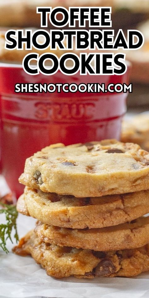 Cookies Slice And Bake, Cholate Chip Cookies, Toffee Bits Recipe, Toffee Shortbread Cookies, Toffee Shortbread, Toffee Cookie Recipe, Cookie Swap Recipes, Easy Toffee, Cookies With Chocolate Chips