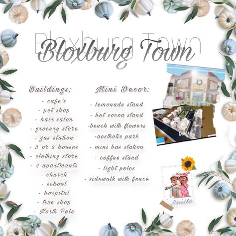 Bloxburg Challenge Ideas, Shops To Add To Your Bloxburg Town, Bloxburg City Ideas Small Plot, Bloxburg Town Themes, Bloxburg Town Essentials, Bloxburg Towns Small Plot, Bloxburg Small Town Ideas, Bloxburg Clothing Store Decal Codes, Bloxburg Town Ideas Small Plot