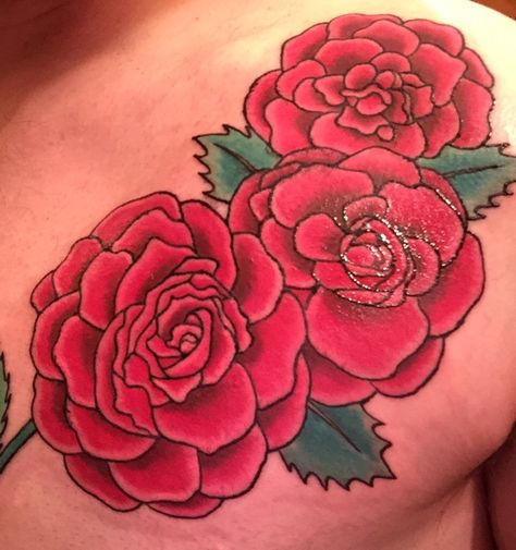 Scarlet Begonias - by Ronn @ True Blue in Queens NY Begonia Flower Tattoo, Begonia Tattoo, Evermore Tattoo, Scarlet Begonias, Begonia Flower, Tooled Leather Wallet, Time Tattoos, Best Tattoo Designs, True Blue