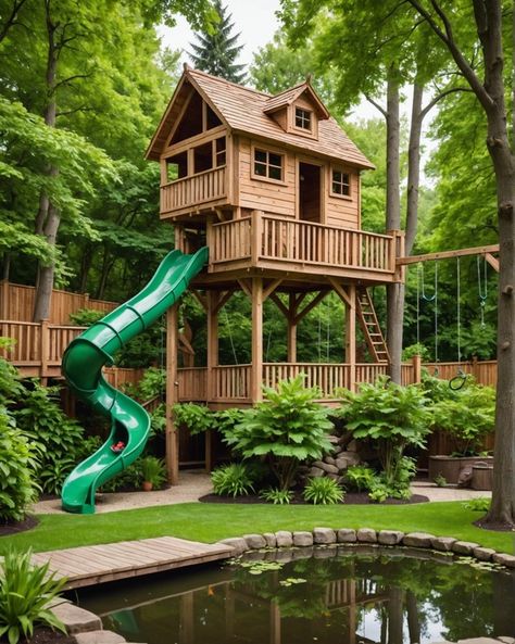 20 Coolest Tree House Ideas For Endless Backyard Fun – ToolzView Tree House Ideas For Kids, Tree Fort Ideas, Tree House Designs For Kids, Kids Tree House Ideas, Cool Tree Houses For Kids, Large Tree House, Cabin Village, Tree House Ideas, Tree House Bedroom