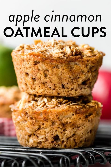 Apple Cinnamon Baked Oatmeal, Cinnamon Baked Oatmeal, Oatmeal Apple, Oats Milk, Glutenfri Baking, Apple Cinnamon Oatmeal, Baked Oatmeal Cups, Apple Recipes Easy, Sally's Baking