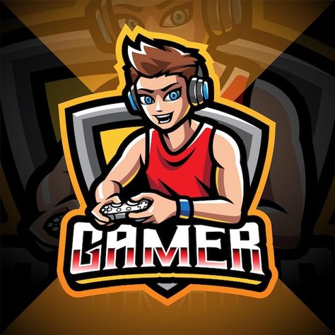 Vector gamer esport mascot logo design | Premium Vector #Freepik #vector #gamer-mascot #gamer-logo #esport-logo #gaming-mascot Boyfriends Be Like, Steampunk Woman, Mascot Logo Design, Logo Animal, Vector Game, Logo Creator, Gangster Girl, Itachi Uchiha Art, Gamer Pics