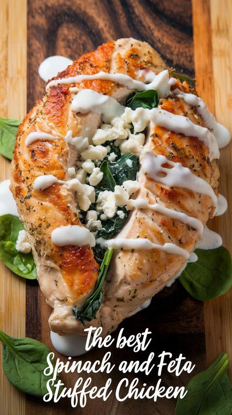 Spinach and Feta Stuffed Chicken: A Perfect Weeknight Dinner Feta Cheese Stuffed Chicken, Spinach And Feta Recipes, Spinach And Feta Chicken, Spinach And Feta Stuffed Chicken, Chicken And Feta, Spinach Feta Chicken, Feta Stuffed Chicken, Feta Stuffed Chicken Breast, Stuffed Chicken Recipe